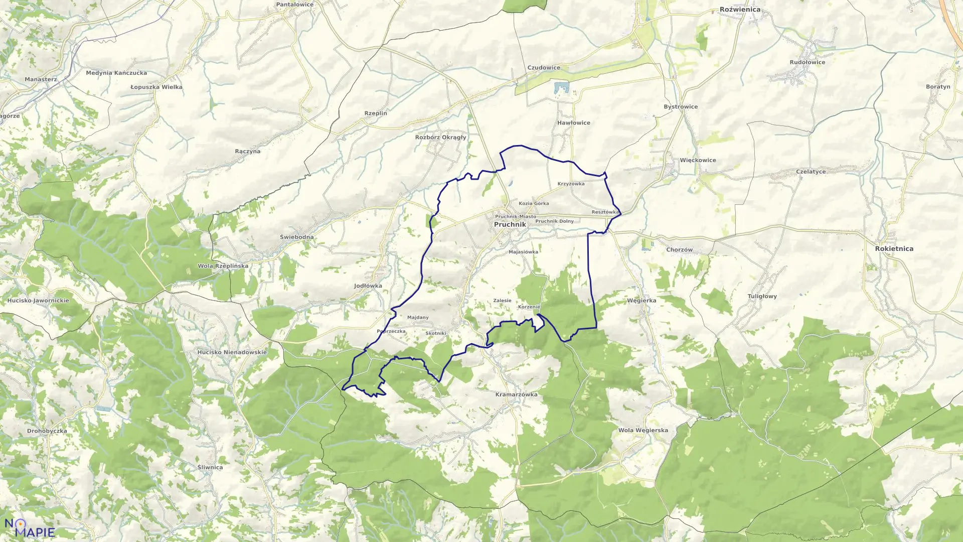 Mapa obrębu PRUCHNIK w gminie Pruchnik